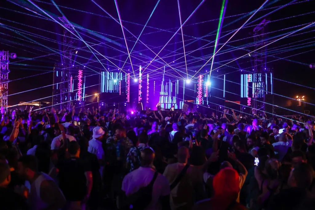 Festival crowd and stage
